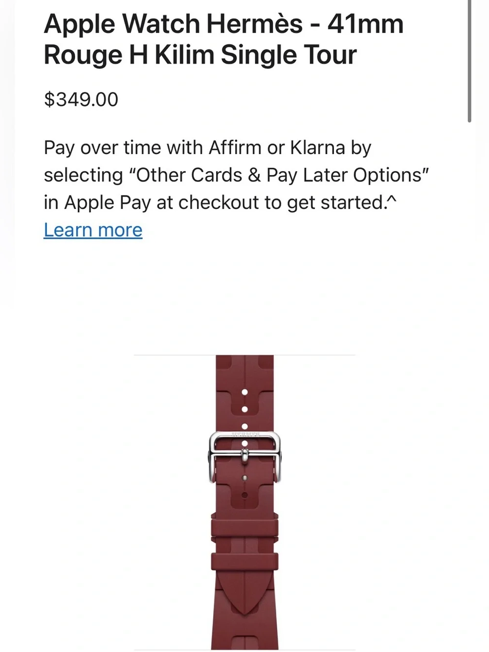 NWT - Authentic Hermès Apple Watch Kilim Band
